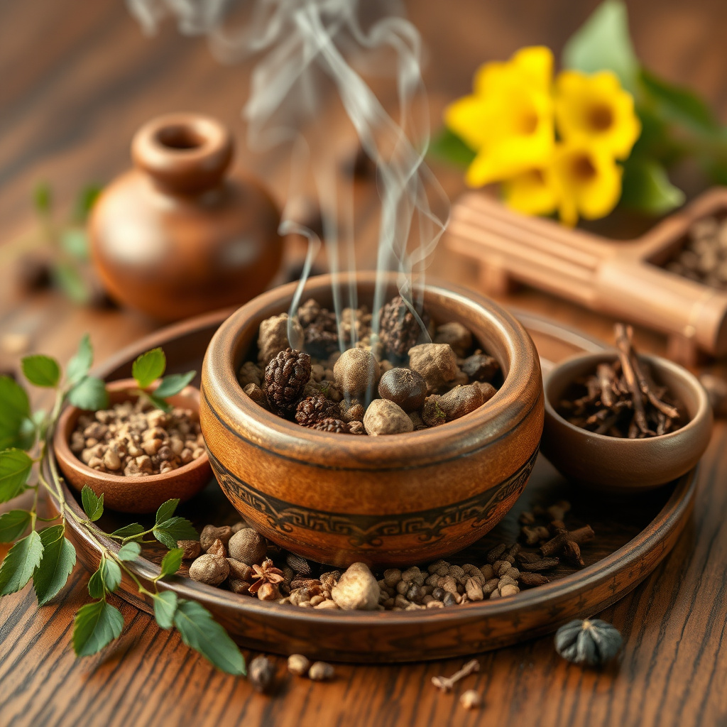 Moxibustion set with herbs